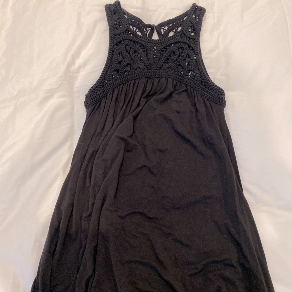 LOFT cotton embroidered swing halter dress XS